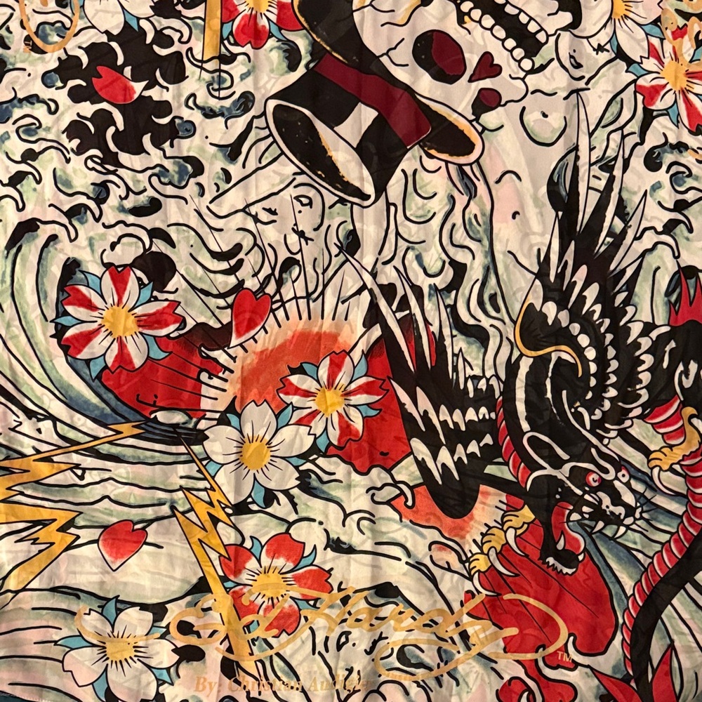 Ed Hardy Multicolor Graphic Scarf